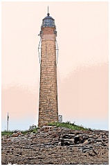 Petit Manan Lighthouse Tower in Maine Fog - Digital Painting